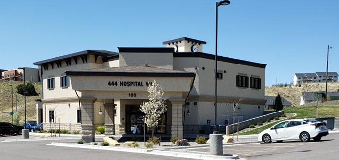 Medical Laboratory in Pocatello, Idaho. The front view of the building located at 444 Hospital Way.