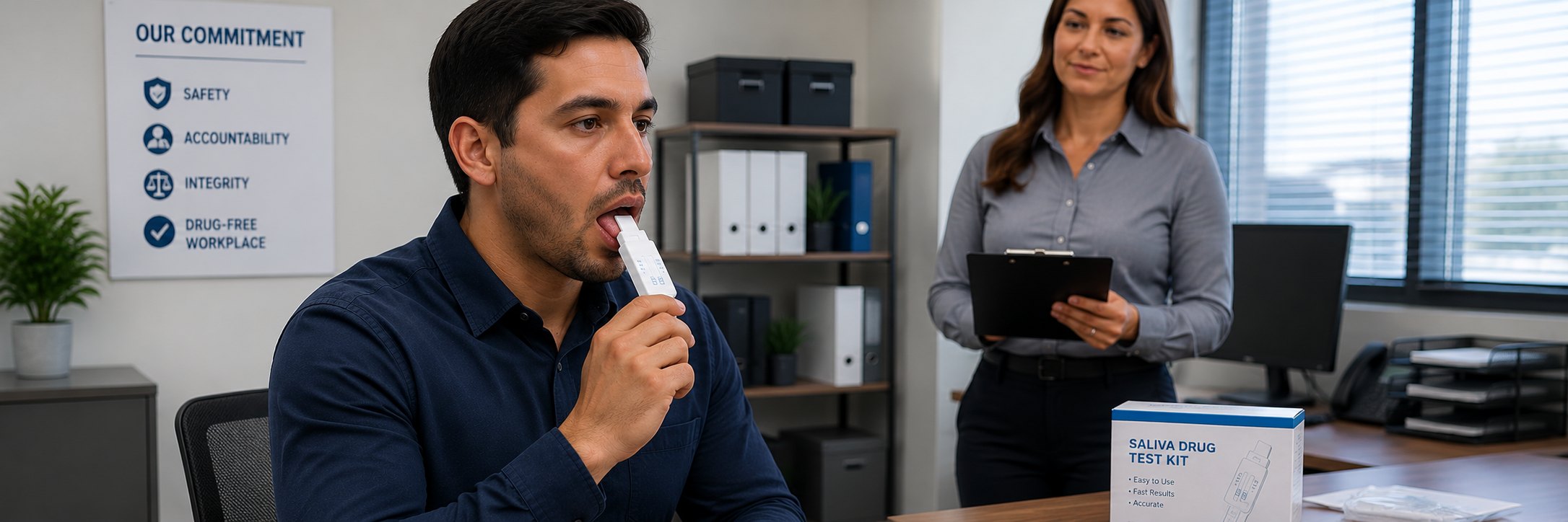 OraStick drug testing kit in use by a man at his work, kits are available in Boise, Meridian, Nampa, Rexburg, Pocatello and Idaho Falls, Idaho.