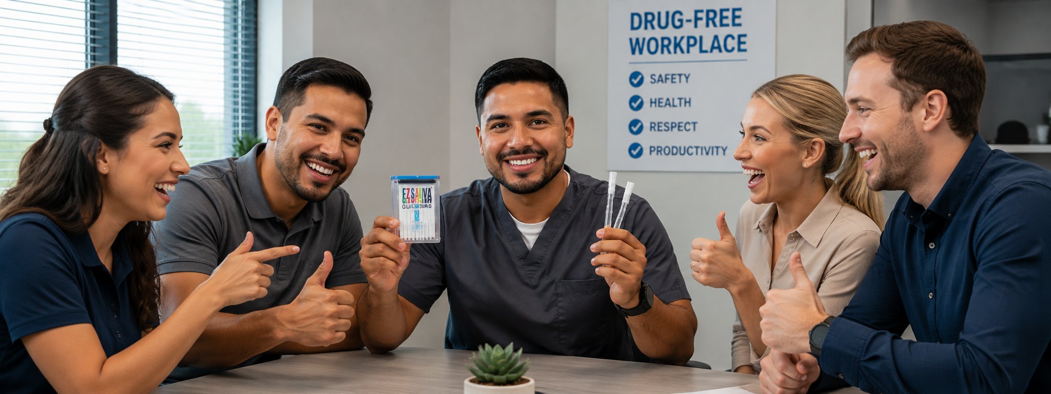 A team with a saliva drug test kit.