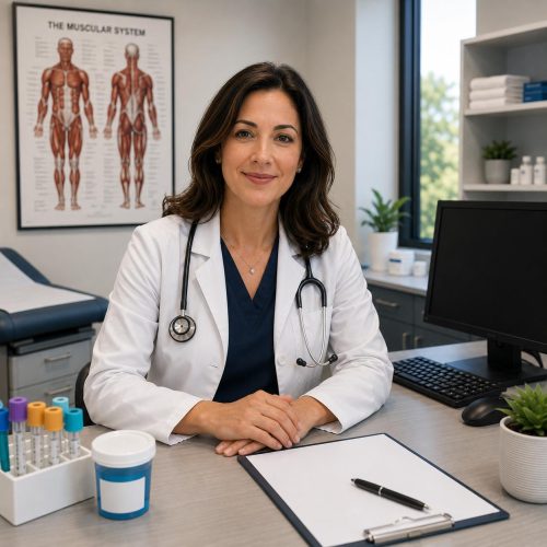 A medical doctor contemplating the drug testing options provided by Express Lab